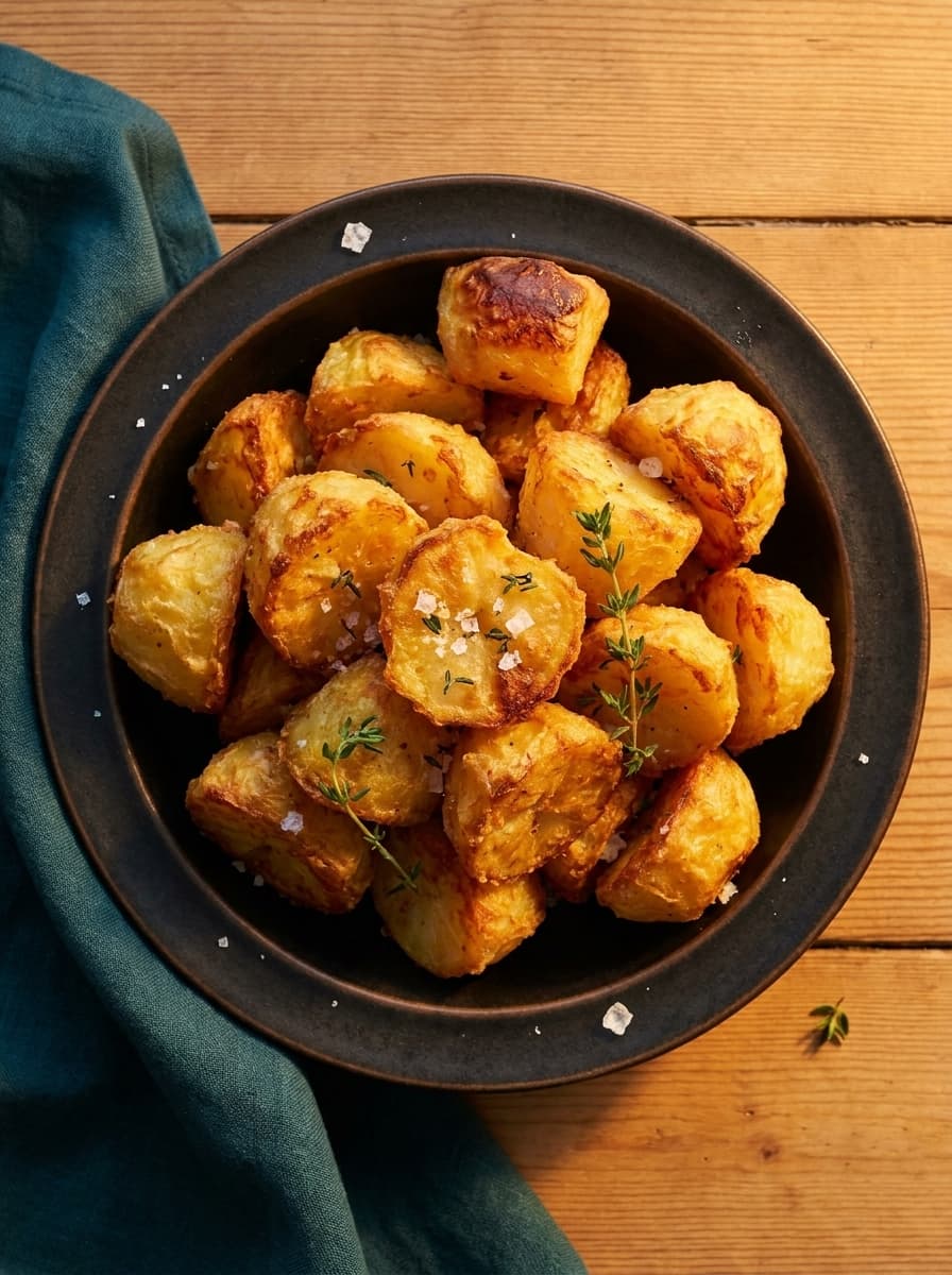 Air fryer roast potatoes — golden and crispy hero shot