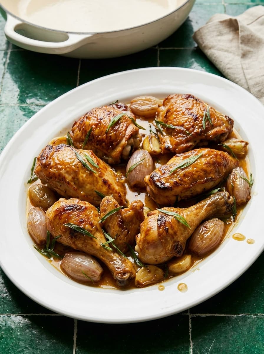 SEO recipe article hero image — creamy tarragon chicken